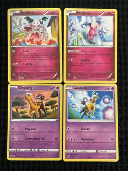 POKEMON CARD LOT X4 MR. MIME 101/160 MR. MIME 52/83 GIRAFARIG 94/214 + 065/185 - Image 1