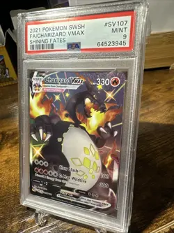 2021 POKEMON SWORD & SHIELD SHINING FATES #SV107 FULL ART/CHARIZARD VMAX PSA 9 - Image 2