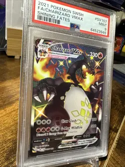 2021 POKEMON SWORD & SHIELD SHINING FATES #SV107 FULL ART/CHARIZARD VMAX PSA 9 - Image 3