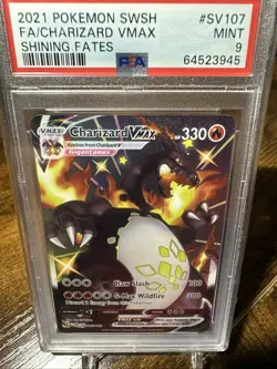 2021 POKEMON SWORD & SHIELD SHINING FATES #SV107 FULL ART/CHARIZARD VMAX PSA 9 - Image 5