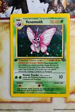 Venomoth 13/64 Holo Rare 1st Edition Jungle 1999 Pokemon LP - Image 1