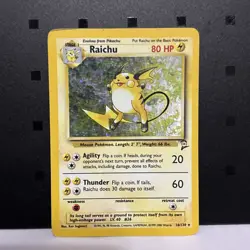 Pokemon TCG Raichu Base Set 2 Holo Unlimited Holo Rare Card 16/130 LP - Image 1
