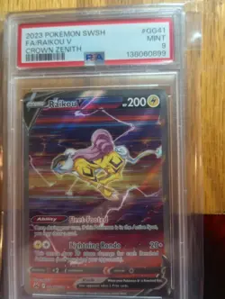Pokemon Raikou V Crown Zenith Galarian Gallery GG41 Full Art Holo PSA 9 2023 - Image 1