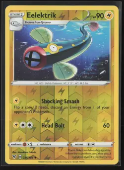 Eelektrik Uncommon SWSH04: Vivid Voltage 058/185 NM Pokemon Card Reverse Holo - Image 1