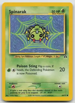 Pokemon Card Spinarak Common Neo Discovery 64/75 - Image 1