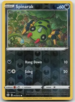 Reverse Holo Spinarak 043/072 Shining Fates Common Pokemon TCG Card - Image 1