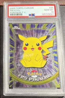 2000 TOPPS CHROME POKEMON T.V. #25 PIKACHU PSA 10 - Image 1