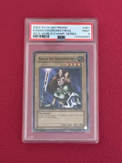 2003 Yu-Gi-Oh! Kanan the Swordmistress WCS-001 PSA 9 Clean Copy - Image 1