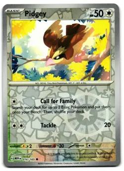 Pidgey 016/165 - 151 Common Pokemon TCG Reverse Holo - LP Card - Image 1