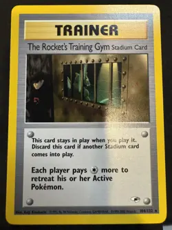Rocket's Training Gym Stadium Card 104/132 Rare Gym Heroes Trainer Pokemon NM - Image 1