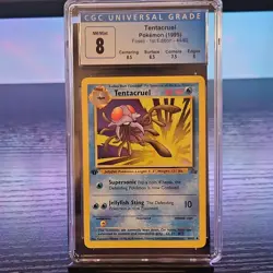 Tentacruel Fossil 1st Edition 44/62 CGC 8 Uncommon Regular Pokemon Card - Image 1