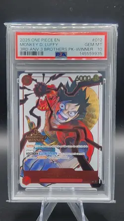 One Piece Monkey D. Luffy #ST01-012 3rd Anniversary Winner Stamped PSA 10 - Image 1