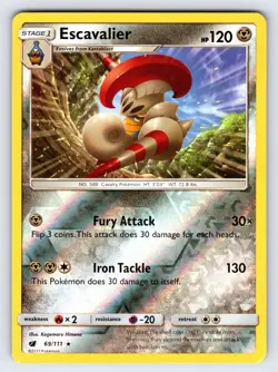 Escavalier 69/111 2017 Crimson Invasion Pokemon Card TCG Reverse Holo Rare - VLP - Image 1