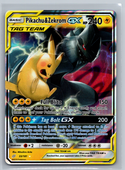 Pokemon TCG: Tag Team Pikachu & Zekrom GX Ultra Rare (Full Art) 33/181 *LP* - Image 1