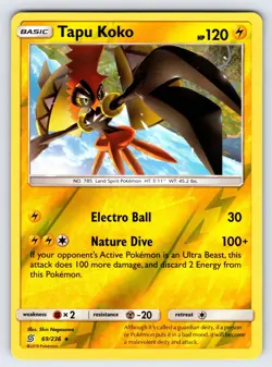 Tapu Koko 69/236 2019 S&M Unified Minds Pokemon Card Reverse Holo Rare - Nm - Image 1