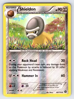 Shieldon 69/114 2016 XY Steam Siege Pokemon Card TCG Reverse Holo Uncommon - VLP - Image 1
