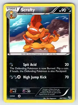 Scrafty 69/114 2011 Black & White Base Pokemon Card TCG Reverse Holo Rare - Lp - Image 1