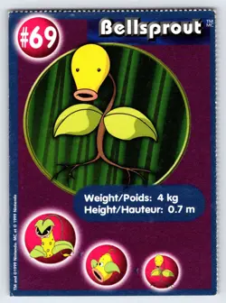Bellsprout #69 1999 Burger King Pokemon Card Promo Perforated Vintage Rare - Mp - Image 1