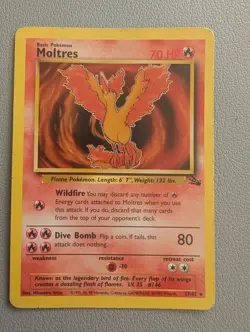 Pokemon Moltres Fossil Rare Card 27/62 Basic 1999 70 HP Regular WOTC - Image 1