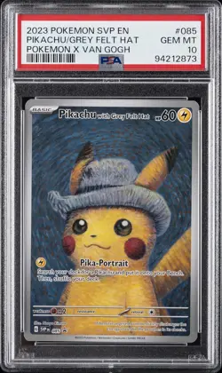 Van Gogh Pikachu PSA 10 SVP 085 Grey Felt Hat Pokemon Black Star Promo - Image 1