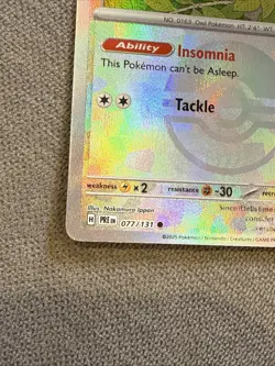 Hoothoot Poke Ball 77/131 Pokemon Sv: Prismatic Evolutions Holo - NEAR MINT - Image 5