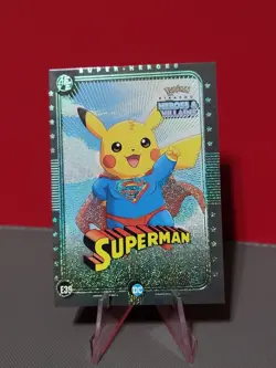 Superman (Pikachu) #E39 - Green Holo - Heros & Villains Flash Edition Pokemon - Image 1