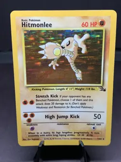 Pokemon TCG Hitmonlee 7/62 Fossil Unlimited Holo Rare WOTC Vintage 1999 LP - Image 1