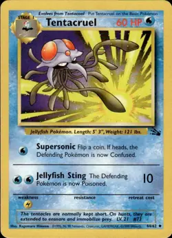 Tentacruel 44/62 Pokemon TCG Fossil Unlimited BC - Image 1