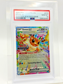 2025 Pokemon Prismatic Evolutions Surprise Box Exclusive Eevee EX #075 PSA 10 - Image 1