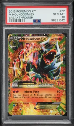 2015 POKEMON XY BREAKTHROUGH #22 M HOUNDOOM EX PSA 10 - Image 1