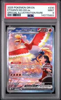 2025 POKEMON DESTINED RIVALS SPECIAL ILLUSTRATION RARE ETHAN'S HO-OH EX PSA 9 - Image 1
