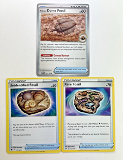 Pokemon Tcg Lot of 3 Antique Dome, Unidentified Fossil Item Trainer - Image 1