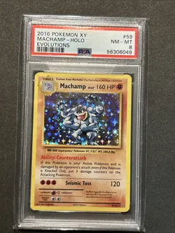 2016 Pokemon XY Evolutions Machamp Holo #59 PSA 8 - Image 1