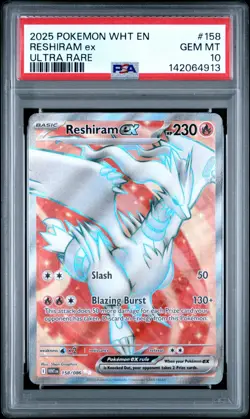 2025 Pokemon White Flare RESHIRAM ex #158 Ultra Rare PSA 10 Gem Mint - Image 1