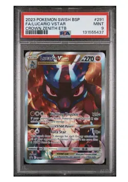 Pokemon TCG Lucario VSTAR SWSH291 Full Art Promo Crown Zenith Holo PSA 9 - Image 1