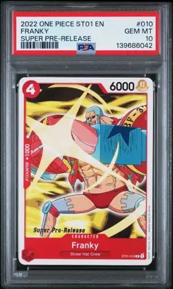 2022 ONE PIECE SUPER PRE RELEASE ST01-010 FRANKY PSA 10 GEM MINT - Image 1