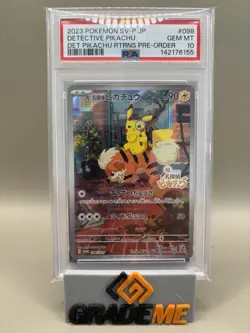 PSA 10 GEM Mint - Detective Pikachu #098 Pokemon JP Pre Order Promo, Graded - Image 1