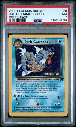 2000 POKEMON ROCKET 8 DARK GYARADOS-HOLO PRERELEASE NEAR MINT PSA 7 - Image 1