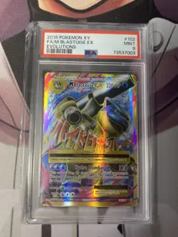 Pokemon M Blastoise EX Full Art 102/108 XY Evolutions #102 Mega MINT PSA 9 - Image 1
