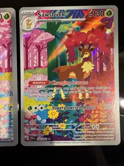 Pokemon TCG: Deerling 165/162 & Sawsbuck 166/162 Illustration Rare, NM+ - Image 3