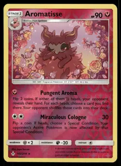 Pokemon Cards Aromatisse 142/214 Reverse Holo Unbroken Bonds Rare NM - Image 1