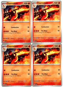 4x Pokemon TCG Charmeleon 005/165 Sv: Scarlet & Violet 151 Regular Playset - Image 1