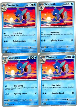4x Pokemon TCG Wartortle 008/165 Sv: Scarlet & Violet 151 Regular Playset - Image 1