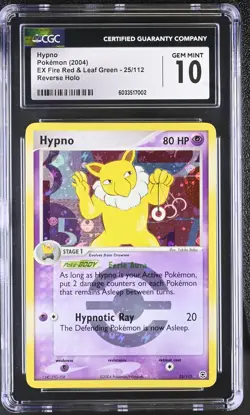 Pokemon CGC 10 Hypno 25/112 Reverse Holo 2004 EX Fire Red & Leaf Green Gem Mint - Image 1