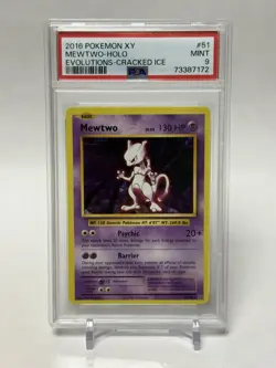 Pokemon Mewtwo TCG Evolutions Cracked Ice Holo Card 51/108 XY PSA 9 Mint - Image 1