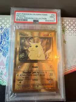 2021 Pokemon Celebrations UPC Gold Metal Pikachu Card #58 PSA 9 - Image 1