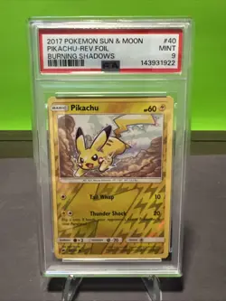Pokemon TCG Pikachu Rev Foil Burning Shadow 40/147 Reverse Holo PSA 9 - Image 1