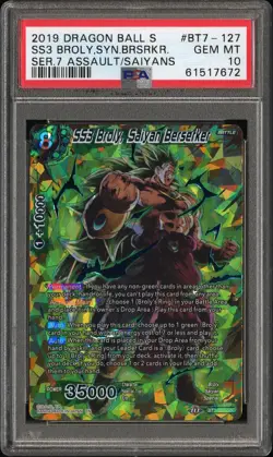 2019 DRAGON BALL SUPER CARD GAME SERIES 7 #BT7-127 SS3 BROLY, BERSERKER PSA 10 - Image 1