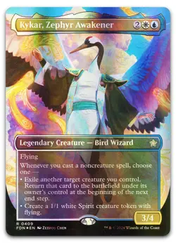 Kykar, Zephyr Awakener (Borderless) (Mana Foil) #409 LP Foundations Magic MTG - Image 1