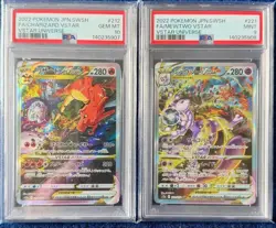 PSA 10 Charizard VSTAR & Mewtwo VSTAR SAR Pokemon Cards Consecutive #'s - Image 1